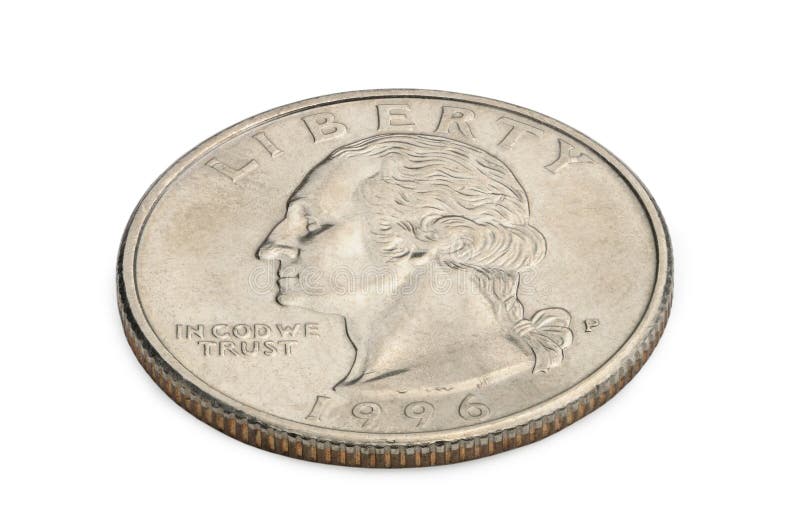 U. S. twenty five cents coin on white background. reverse royalty free stock photos