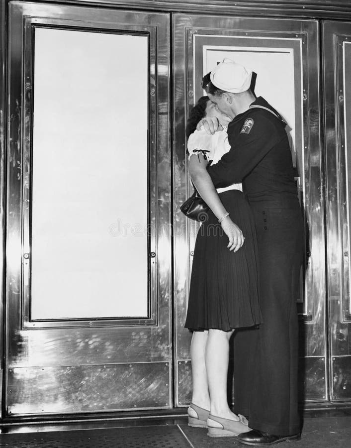 U.S. sailor and his girlfriend celebrate news of the end of war with Japan in front of the Trans-Lux Theatre in New York's Time Square, August 14, 1945 (All persons depicted are not longer living and no estate exists. Supplier warranties that there will. U.S. sailor and his girlfriend celebrate news of the end of war with Japan in front of the Trans-Lux Theatre in New York's Time Square, August 14, 1945 (All persons depicted are not longer living and no estate exists. Supplier warranties that there will