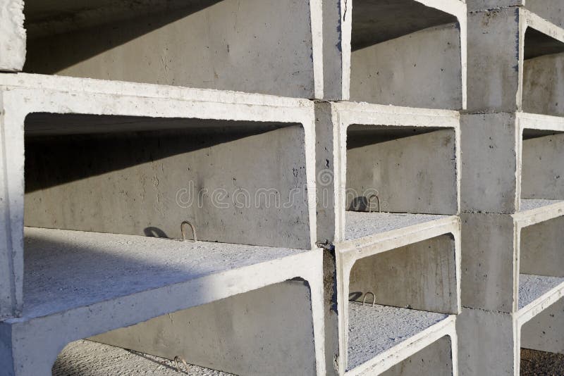 U-shaped Concrete Blocks Standing on Top of Each Other Stock Image