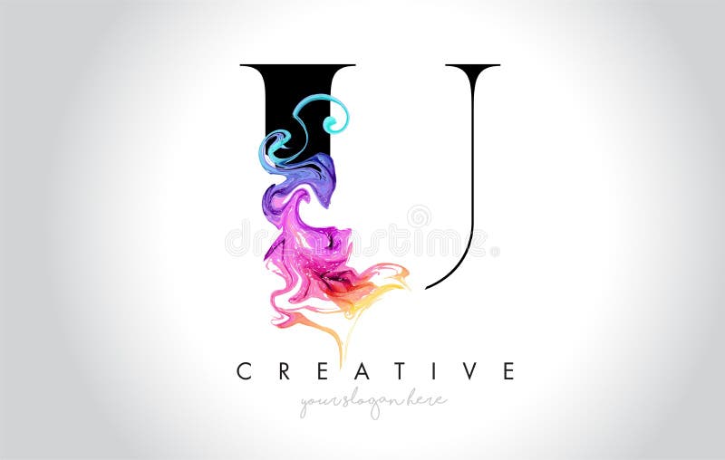 U vibrerande idérika Leter Logo Design med färgrikt rökfärgpulver Flo vektor illustrationer U vibrerande idérika Leter Logo Design med färgrikt rökfärgpulver Flo vektor illustrationer