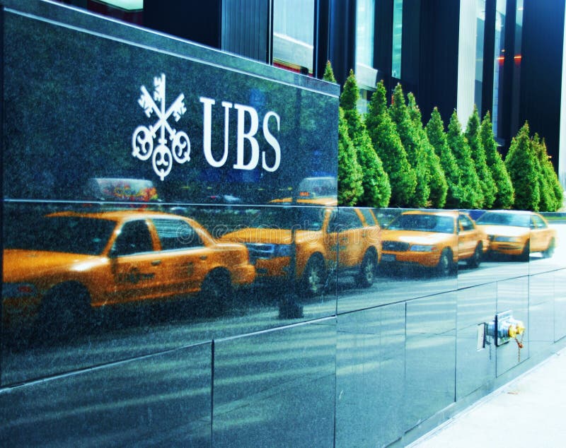 UBS office and reflected taxi line