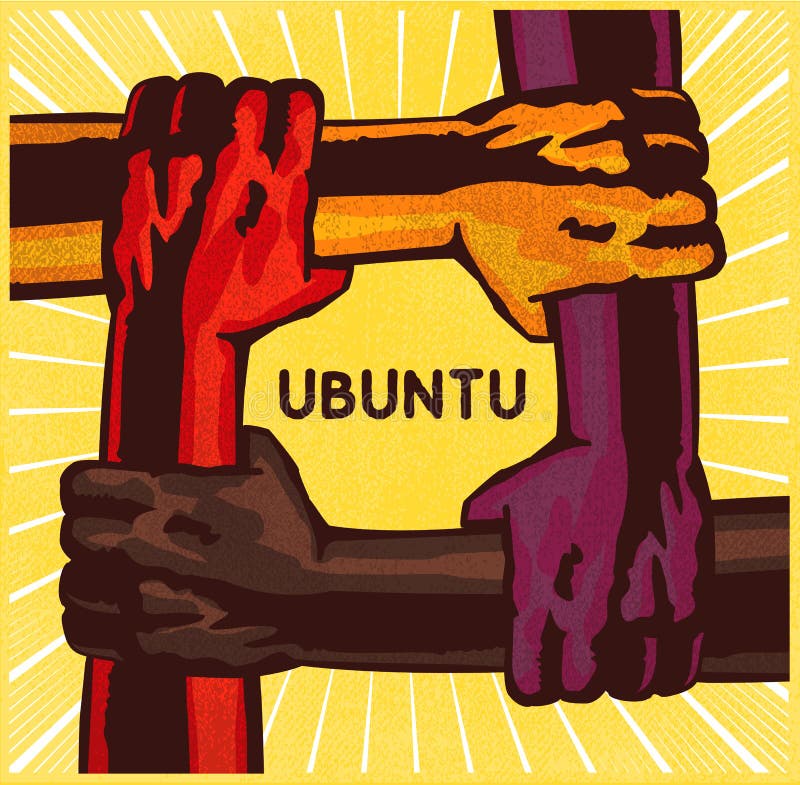 Ubuntu, Arme, die sich halten, Vektorillustration zum Konzept von Teamwork und Zusammenarbeit lizenzfreie abbildung