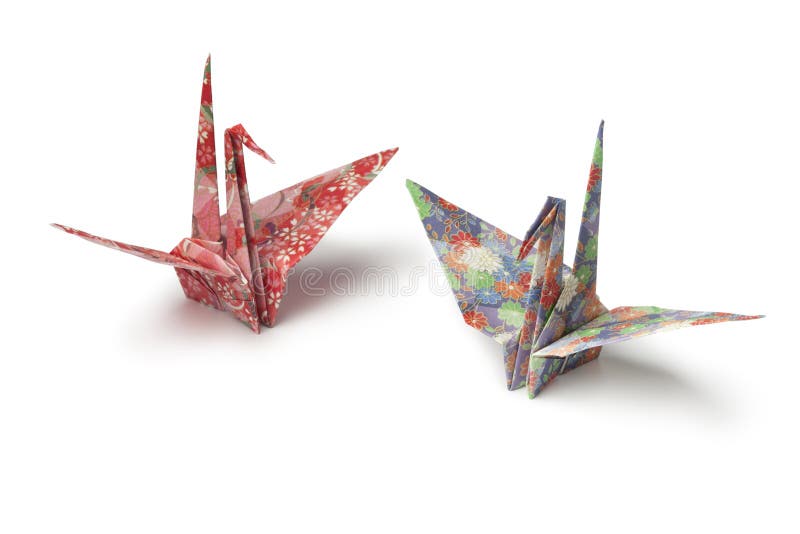Uccelli di carta della gru di origami fotografia stock Uccelli di carta della gru di origami fotografia stock
