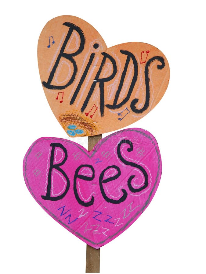 Uccelli e cartello degli api
