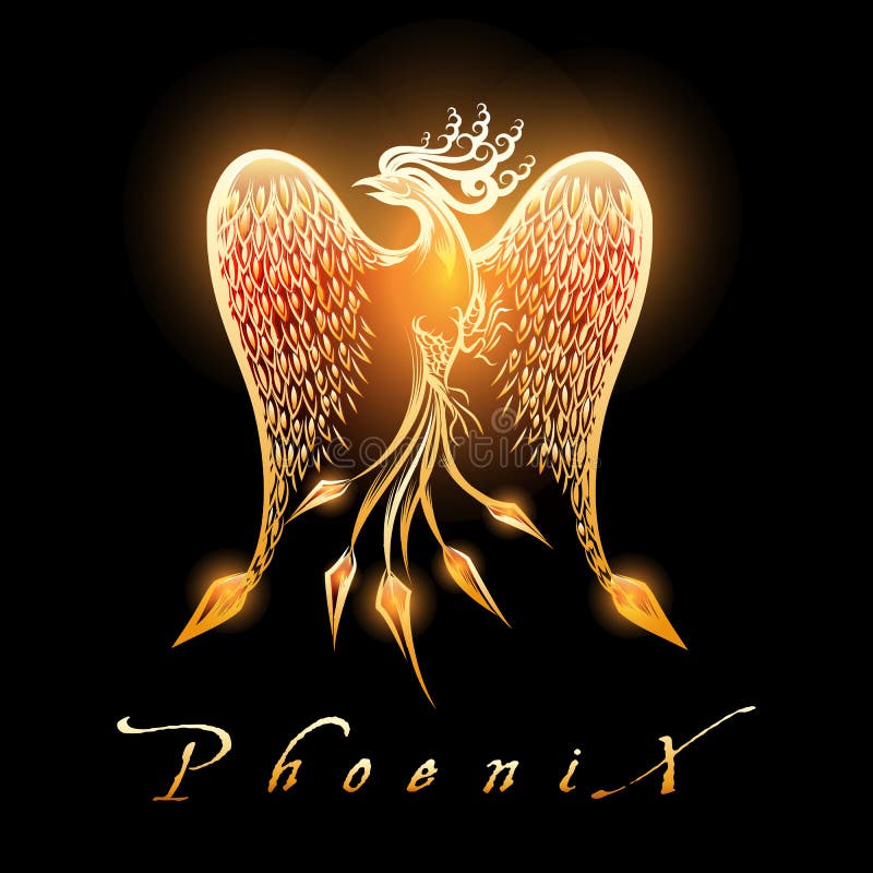 Uccello bruciante di Phoenix su fondo nero