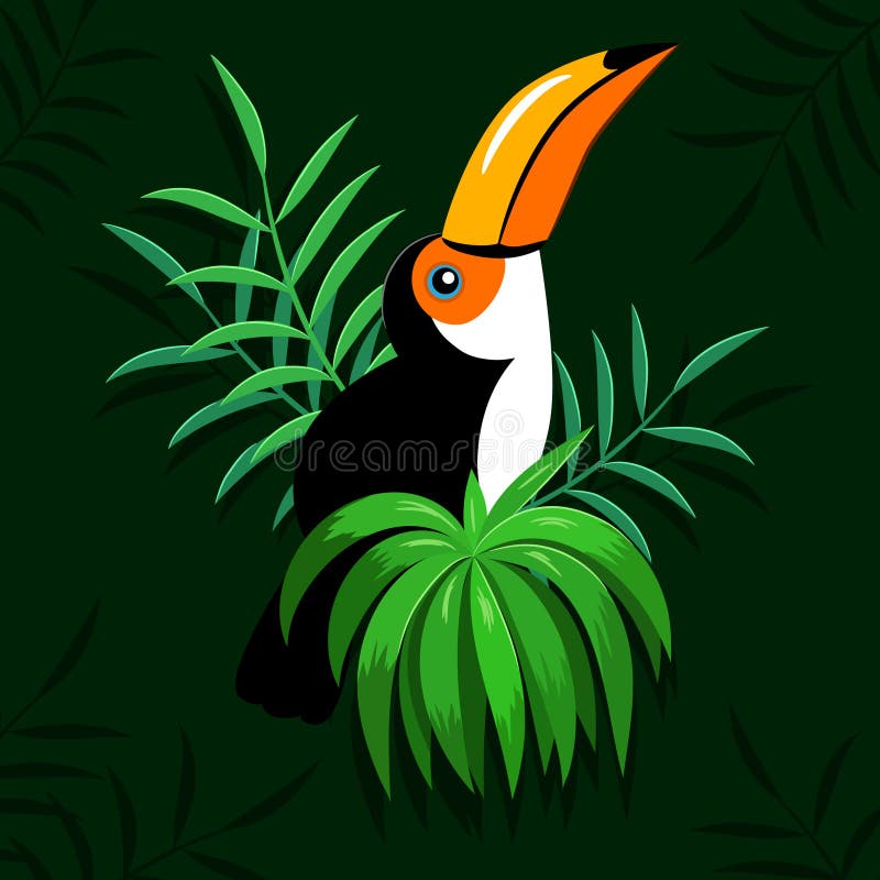Uccello Del Tucano E Foglie Tropicali Illustrazione Vettoriale Illustrazione Di Verde Animale 137603247