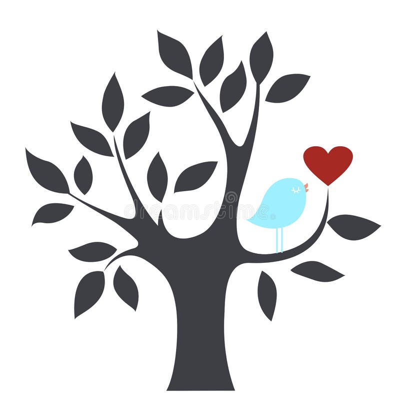 Uccello ed albero di vettore royalty illustrazione gratis Uccello ed albero di vettore royalty illustrazione gratis