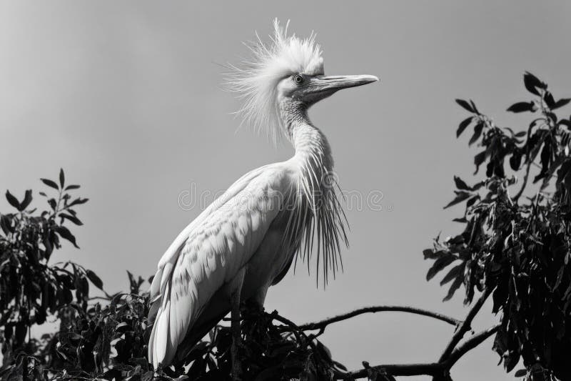 Uccello grande appollaiato sul ramo dell'albero fotografie stock libere da diritti