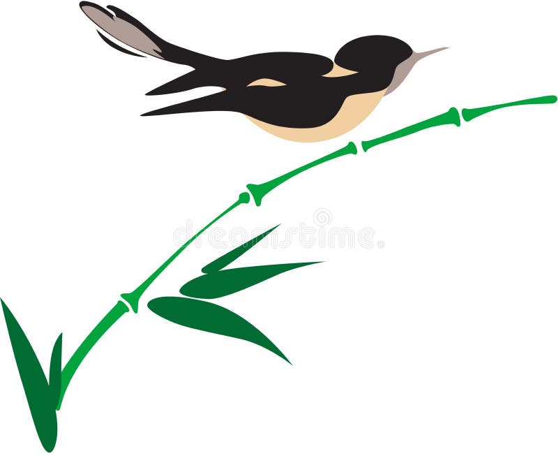 Uccello su bambù illustrazione di stock Uccello su bambù illustrazione di stock