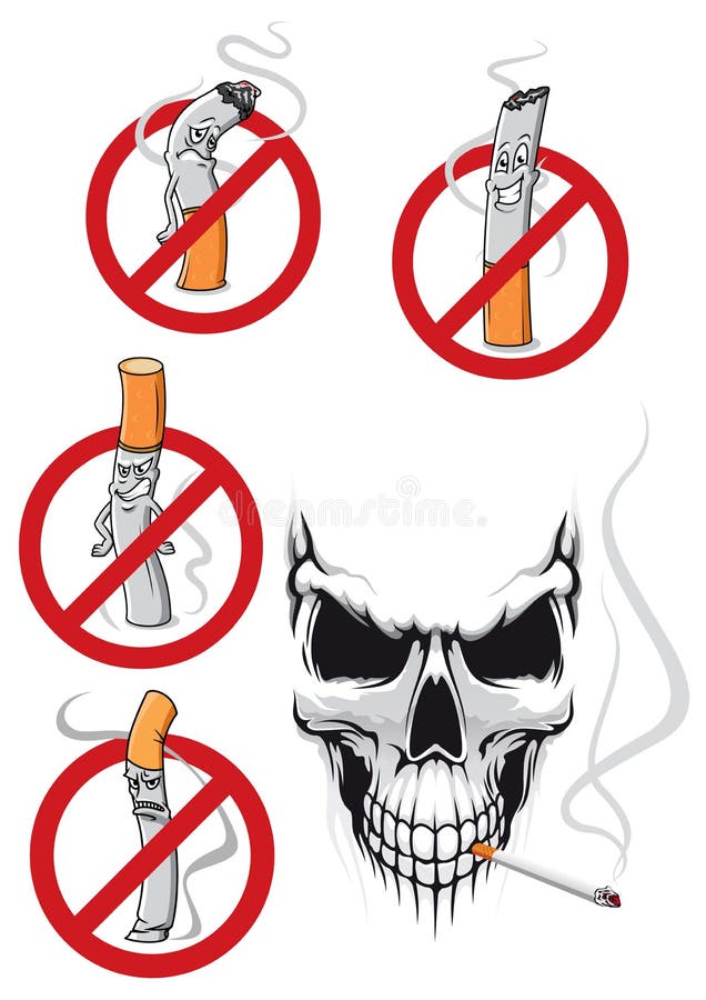 Uccisioni di fumo di Cartooned e concetti non fumatori illustrazione di stock Uccisioni di fumo di Cartooned e concetti non fumatori illustrazione di stock