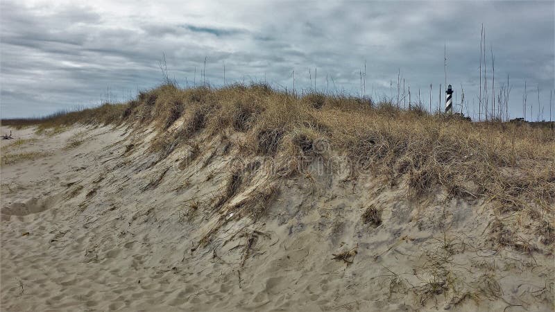 UddeHatteras fyr utöver dyerna fotografering för bildbyråer