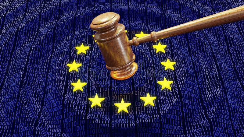 UE sądzi młoteczkowych uderza GDPR dane kawałki i bajty skazuje euro fotografia royalty free