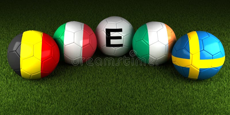 UEFA euro 2016 piłek z flaga grupa E Belgia Włochy Irel royalty ilustracja UEFA euro 2016 piłek z flaga grupa E Belgia Włochy Irel royalty ilustracja