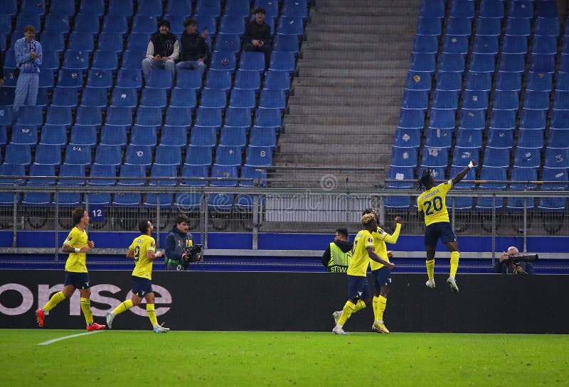 Uefa europa league : dynamo kyiv mot lazio hamburg germany royaltyfria bilder
