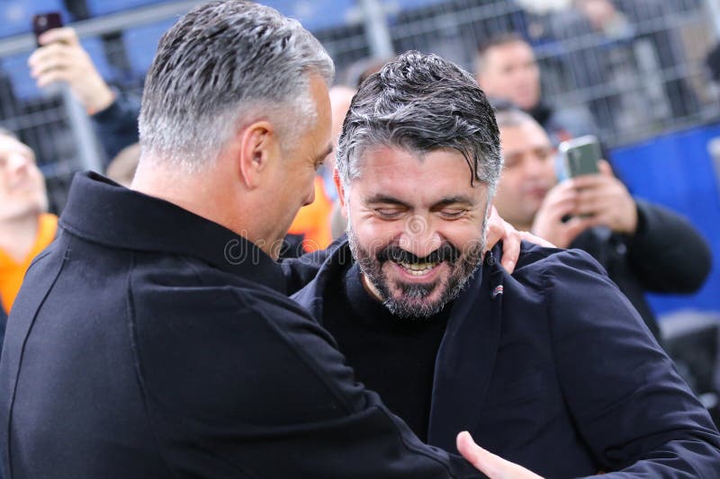 Uefa europa league : shakhtar donetsk mot marseille royaltyfri bild
