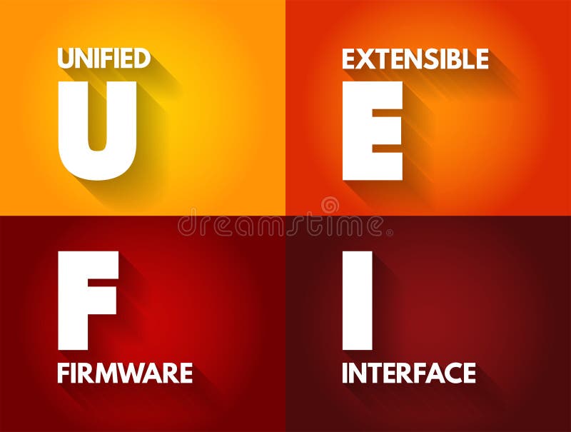 UEFI Unified Extensible Firmware Interface - publicly available specification that defines a software interface between an stock illustration