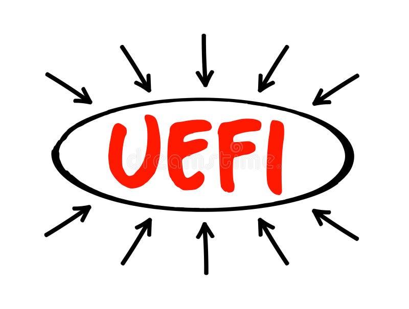 UEFI Unified Extensible Firmware Interface - publicly available specification that defines a software interface between an stock illustration