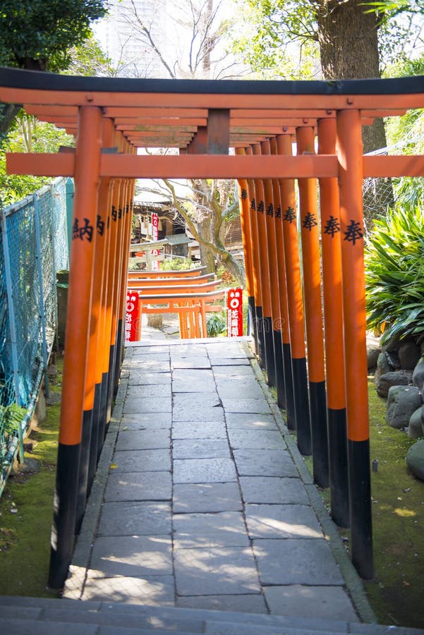 UENO, JAPAN - FEBRUARI 19, 2016: De tunnelpoort van Toriideuren aan Goj royalty-vrije stock fotografie UENO, JAPAN - FEBRUARI 19, 2016: De tunnelpoort van Toriideuren aan Goj royalty-vrije stock fotografie