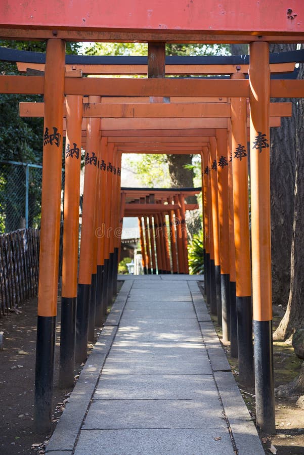 UENO, JAPAN - FEBRUARI 19, 2016: De tunnelpoort van Toriideuren aan Goj royalty-vrije stock foto UENO, JAPAN - FEBRUARI 19, 2016: De tunnelpoort van Toriideuren aan Goj royalty-vrije stock foto