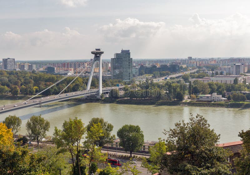 UFO Bridge in Bratislava, Slovakia.