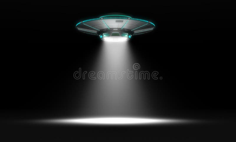 Vintage UFO isolated on black 3d illustration. Vintage UFO isolated on black 3d illustration