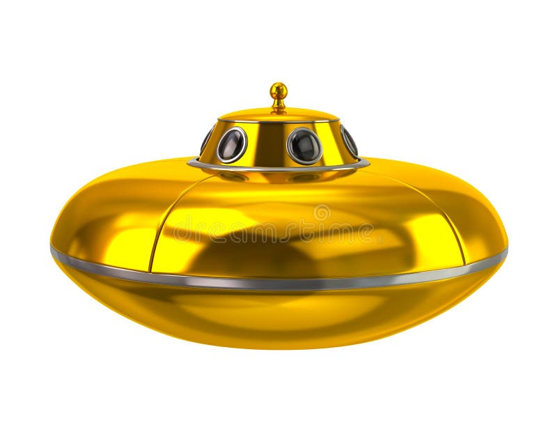 UFO - ejemplo extranjero de oro de la nave espacial 3d libre illustration UFO - ejemplo extranjero de oro de la nave espacial 3d libre illustration