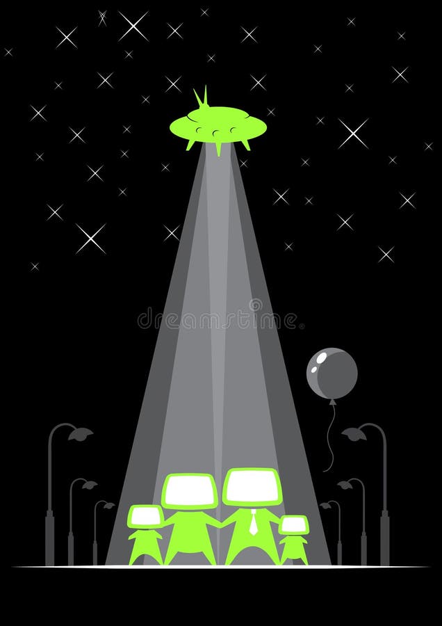 UFO family stock illustration