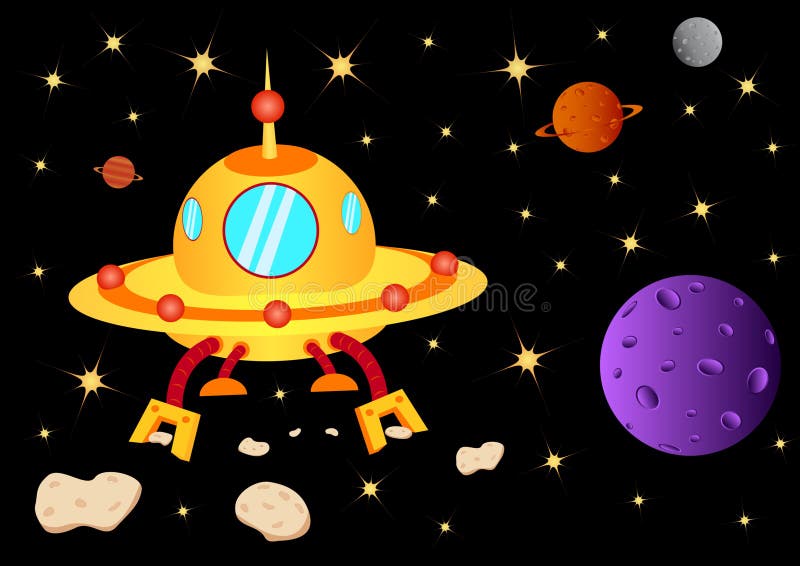 UFO mit Meteor stock abbildung UFO mit Meteor stock abbildung