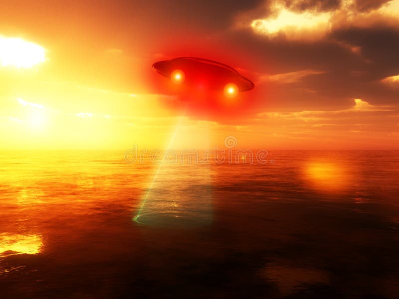 UFO Over Water 2 stock photo
