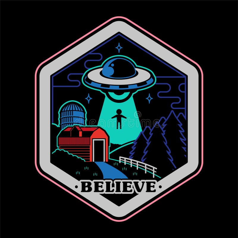 UFO space patch sticker print royalty free illustration
