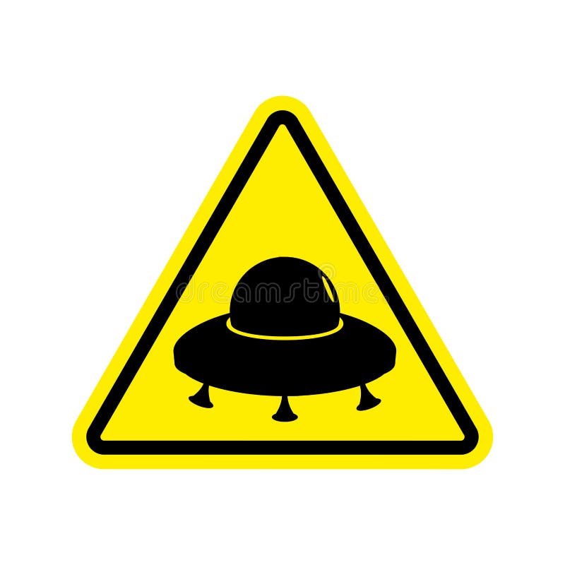 UFO Warning sign yellow. Aliens Hazard attention symbol. Danger