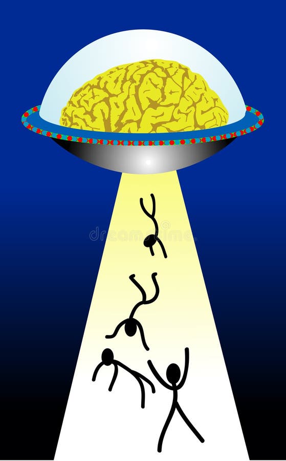 Vector illustration for a brain UFO trying to suck the human, imagination. Vector illustration for a brain UFO trying to suck the human, imagination