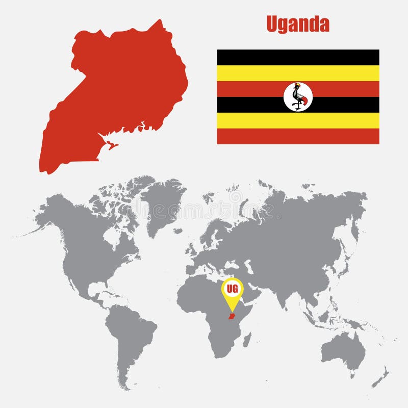 Uganda on World map stock vector. Illustration of geographical 129585217