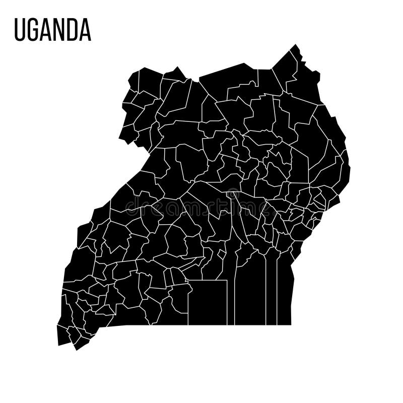 Uganda Political Map of Administrative Divisions Stock Illustration