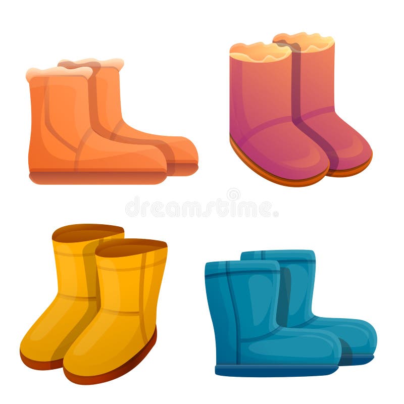 Ugg Boots Icons Set, Cartoon Style Stock Vector - Illustration of ...