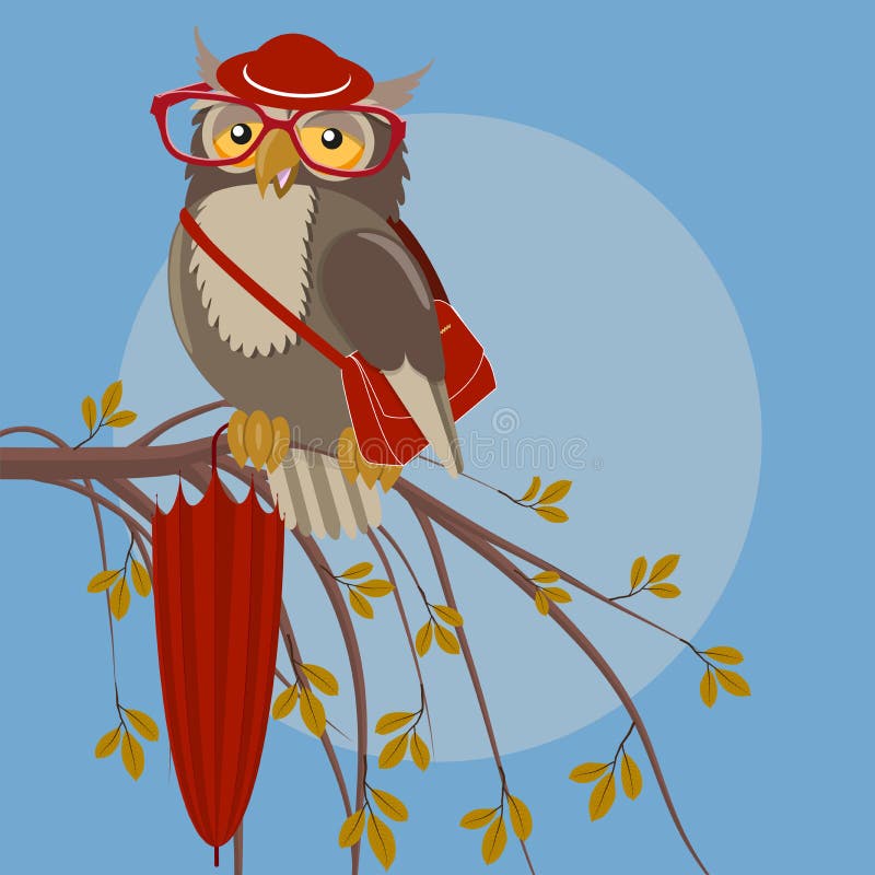 Uggla i hatt vektor illustrationer Uggla i hatt vektor illustrationer