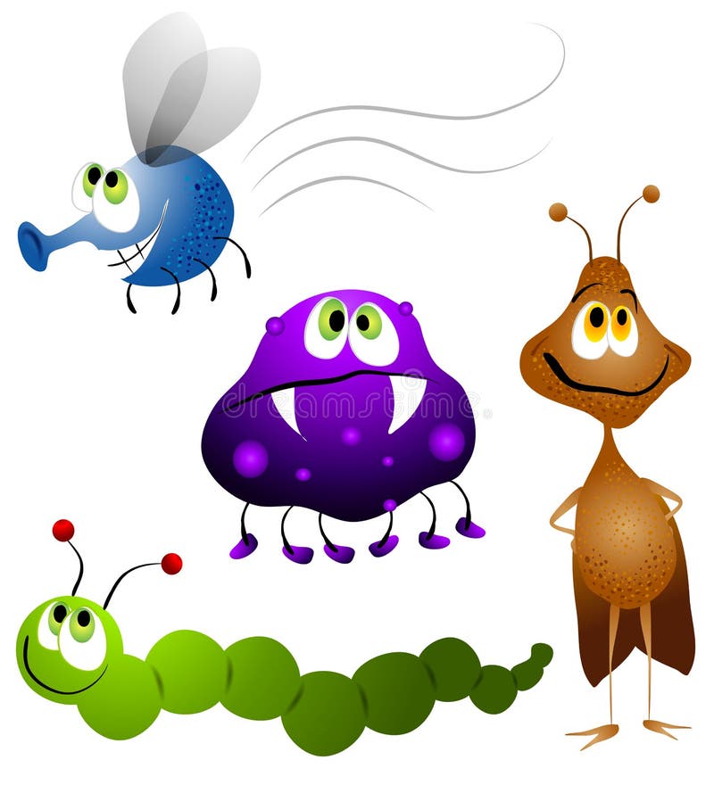 Ugly Cartoon Bugs Insects