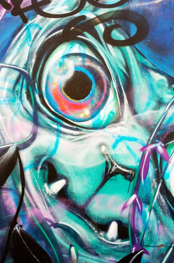Ugly face graffiti wall art