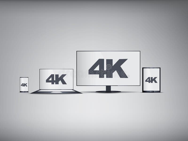 UHD-TV, smartphone, laptop, tabletsymbolen binnen royalty-vrije illustratie UHD-TV, smartphone, laptop, tabletsymbolen binnen royalty-vrije illustratie