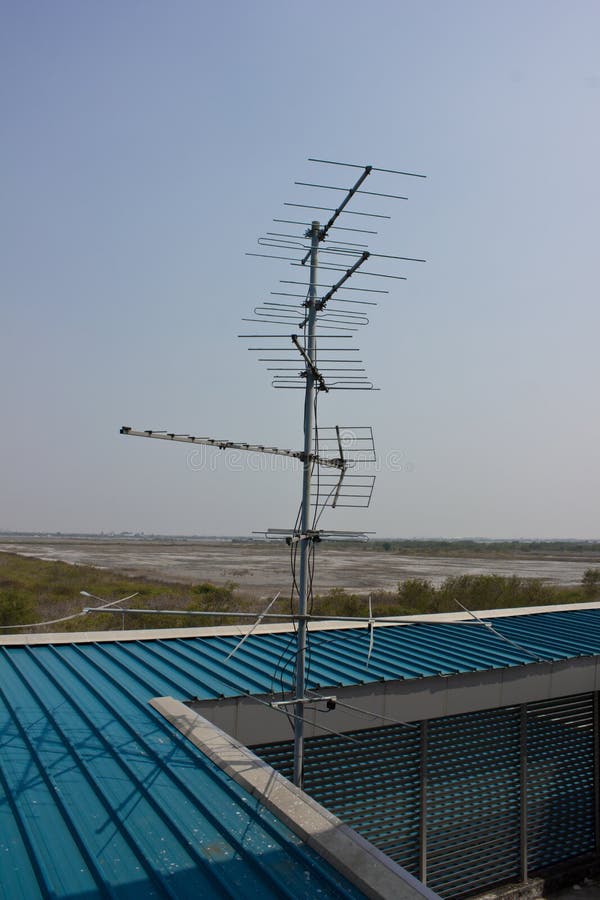 UHF Antenna on Building Apartment Stock Image Image of face, detail