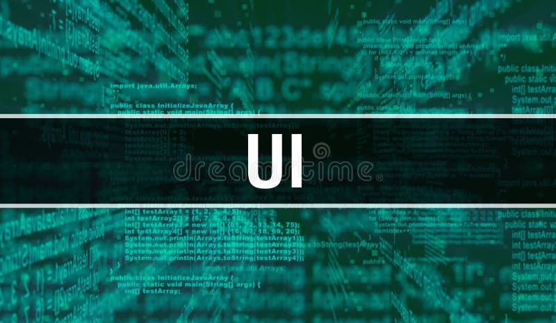 UI with Digital Java Code Text. UI and Computer Software Coding Vector