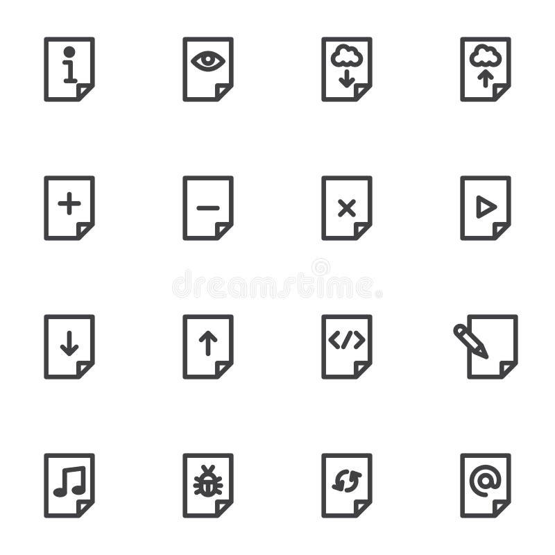 UI files line icons set stock illustration