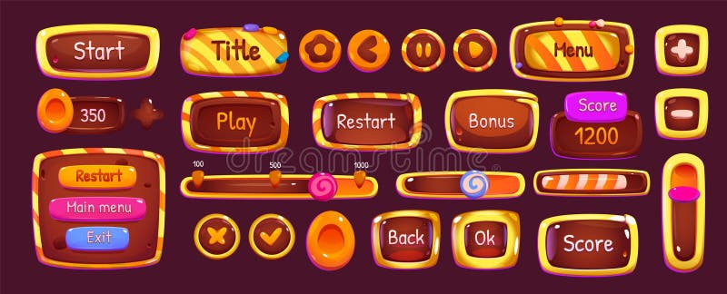 Ui game candy interface square cartoon icon button royalty free illustration