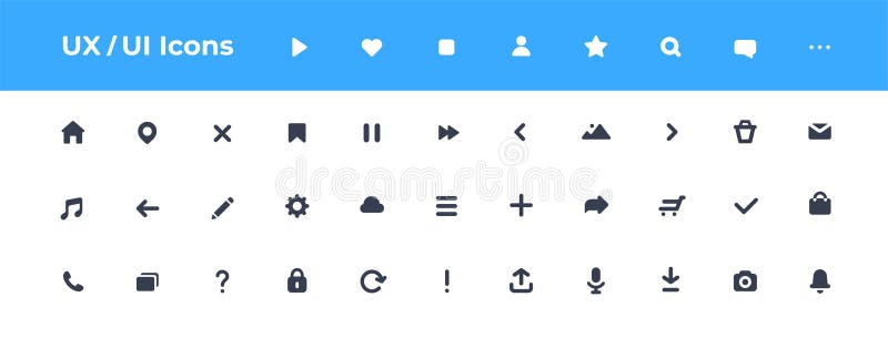UI icons set. Vector. For mobile, web, social media, business. User interface elements for mobile app. Simple modern design. Flat stock illustration UI icons set. Vector. For mobile, web, social media, business. User interface elements for mobile app. Simple modern design. Flat stock illustration