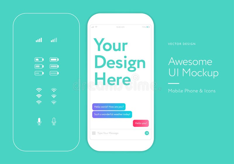 Ui Kit White Mobile Phone Application Mockup With Icons Stock Vector Illustration Of Connection Phone 111891944