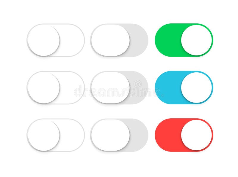 Ui leva del cursore del commutatore del bottone Scivoli via o accenda l'interfaccia mobile del app Elemento grafico della luce de illustrazione di stock