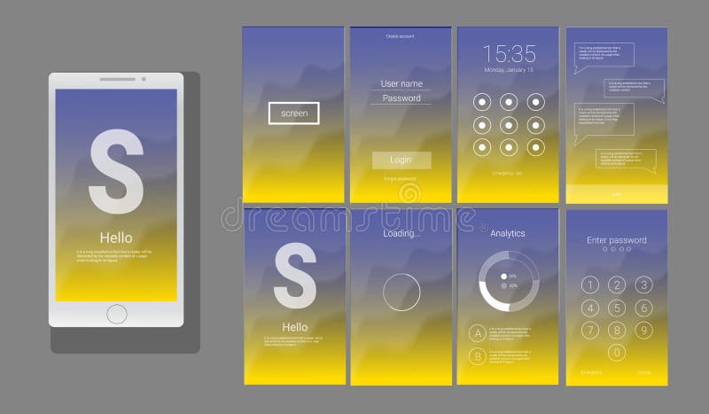 UI moderno, diseño del vector de la pantalla del GUI ilustración del vector UI moderno, diseño del vector de la pantalla del GUI ilustración del vector