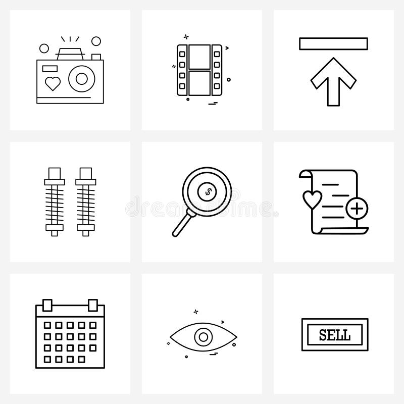 UI Set of 9 Basic Line Icons of coin, dollar, previous, service, car vector illustration