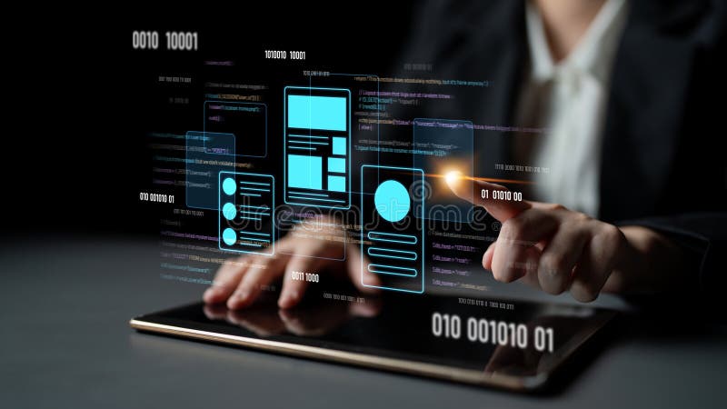 UI UX Design Mockup with Programming and Code Interface Latch stock photos
