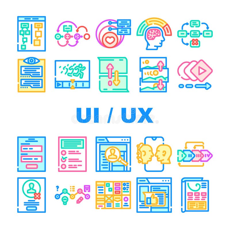 Ui Ux Web Interface Mobile Icons Set Vector Stock Vector - Illustration ...